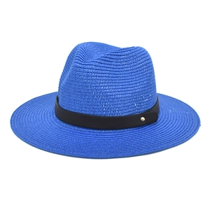 Unisex Wide Brim Paper Straw Fedora Hat Breathable Sun Protection Summer Beach Panama Jazz Cap With Belt