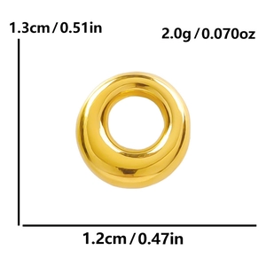 Minimalist gold oval 304 stainless steel pendant charm with 1.3cm x 1.2cm size specs