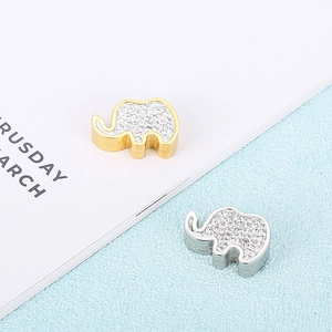 Elephant Pendant Charm Stainless Steel Rhinestone Inlaid Animal Shape For DIY Jewelry Making Accessories