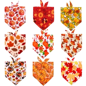 Lot de 9 bandanas de Thanksgiving pour chiens avec motifs citrouille et feuilles d'érable