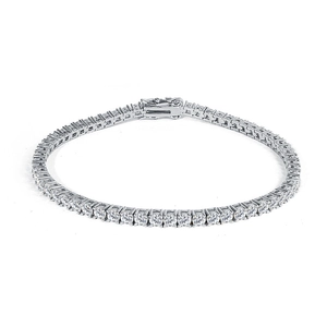 Classic silver tennis bracelet with sparkling round-cut cubic zirconia and security clasp