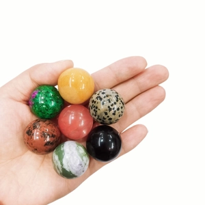 Set of seven 25mm natural crystal balls including aventurine and lapis lazuli for feng shui