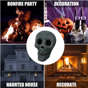 Creepy skull bonfire decorations showing bonfire party, haunted house, and fireplace scenes