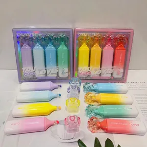 Cat paw dual-color highlighters set in macaron tones with unique color-changing fiber tips