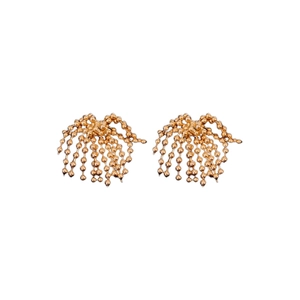 Gold-plated firework tassel earrings with cascading beads and a radiant jellyfish shape