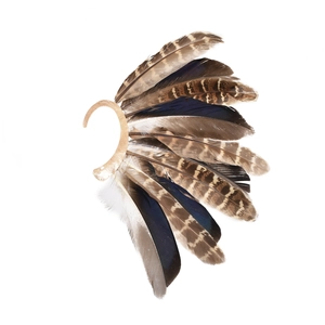Vintage Indian style peacock feather ear cuff wrap with gold metal hooks for women