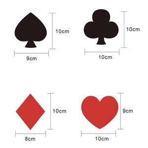 Décorations de fête sur le thème du poker avec symboles et dimensions précises