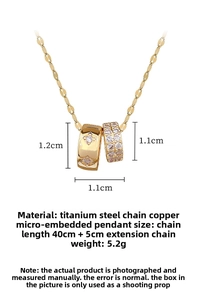 Detailed view of titanium steel necklace with crystal pavé cylinders and dimensions