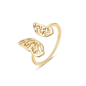 Detailed macro view of S925 sterling silver ring showing the hollow butterfly wing design