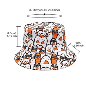 Cute duck print bucket hat for women with 56-58cm head circumference for sun protection