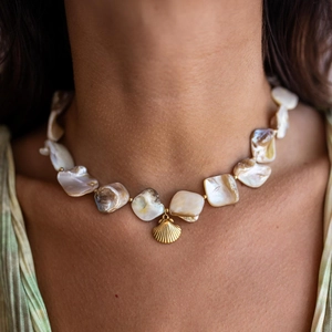 Bohemian Irregular Natural Shell Necklace 316L Stainless Steel 18K Gold Plated Scallop Pendant Clavicle Chain Jewelry For Women