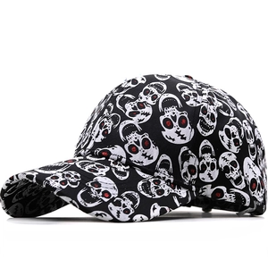 Skull Print Baseball Cap Red Eyes Halloween Hip Hop Adjustable Polyester Sun Hat For Men Women