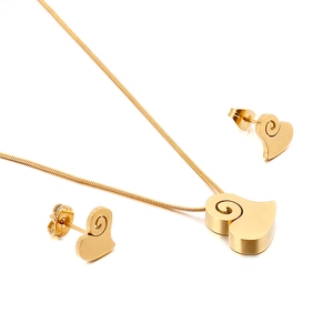 Set Di Gioielli Collana E Orecchini A Cuore In Acciaio Inossidabile Con Design A Spirale Per Donna Squisito