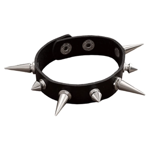 Bracelet en cuir punk rock avec rivets métalliques argentés et boucles réglables