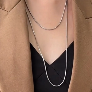 Elegant 18K gold plated long snake chain necklace for women in minimalist style