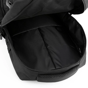 Large capacity black tactical backpack with spacious main compartment for outdoor travel