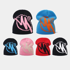 Bonnet En Tricot Acrylique Jacquard Streetwear Hip Hop Chaud Hiver Extérieur Skull Cap Pour Hommes Femmes