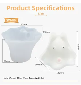 Macro detail of SW-86 silicone ghost mold with dimensions for DIY pudding making