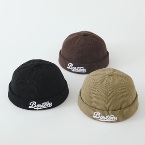 Bonnet Docker En Velours Côtelé Pour Enfants Broderie Boston Miki Beanie Sans Bord Pour Tout-Petits Garçons Filles