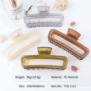Large matte leopard print hollow square hair claw clips in four assorted elegant colors