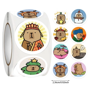 Capybara cartoon roll stickers with 10 cute character designs for DIY crafts and decor