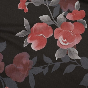 Detailaufnahme des Mesh-Stoffes mit Rosenmuster und feiner Wabenstruktur im Gewebe