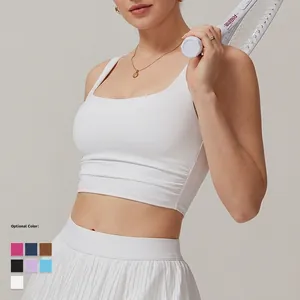 White breathable athletic tank top and pleated tennis skirt set for women fitness