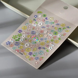 3D floral daisy nail stickers with embossed jelly texture for summer nail art style