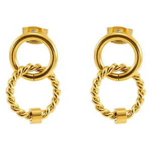 Orecchini pendenti in acciaio inossidabile placcato oro 18K con doppi cerchi intrecciati