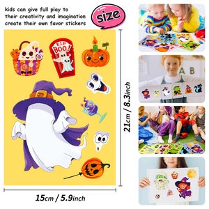 Kids DIY Halloween ghost pumpkin sticker sheets with dimensions 15x21cm for creative play