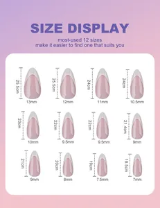 Guide des tailles détaillé pour ongles adhésifs French avec 12 options de coupe idéale