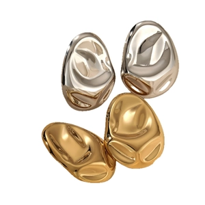 Polished 316 stainless steel irregular oval hoop earrings in gold and silver finish