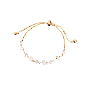 Elegant gold star zircon bracelet with sparkling crystals and adjustable slider clasp