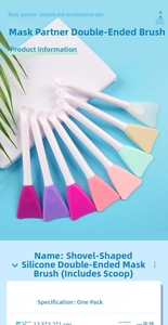 Dual-head silicone face mask brush with spatula and scoop, 13.5cm length facial tool
