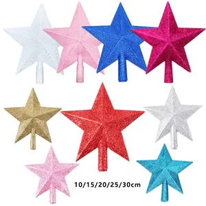 Christmas Tree Top Star Glitter PVC Ornament Five-Pointed Star Topper For Holiday Party Festive Home Decoration