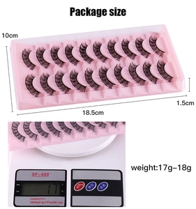 Detailed dimensions and 18g weight specifications for synthetic fiber eyelash set