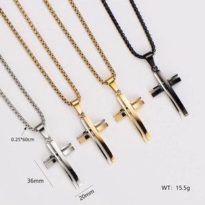 Hollow Cross Pendant Necklace 304 Stainless Steel Personalized Simple Fashion Religious Jewelry For Men Women