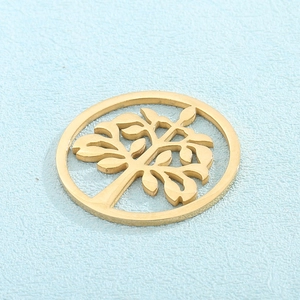Polished gold tree of life hollow pendant made of durable stainless steel