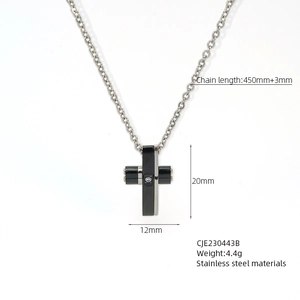 Detailed size chart for stainless steel cross necklace with dimensions 20mm by 12mm