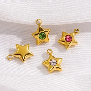 Star Charms Stainless Steel Rhinestone Inlaid 14K Gold Plated For DIY Jewelry Making Necklaces Bracelets Earrings Tiny