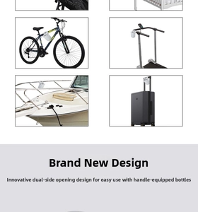 Universal white silicone cup holder showing usage on bikes, strollers and suitcases