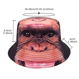 Chapeau bob à la mode avec imprimé visage de gorille réaliste en brun et noir