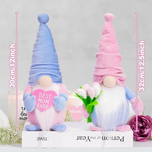 Lighted Mother's Day faceless gnomes with glowing hearts and Best Mom Ever text