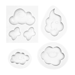 Cloud silicone mold set with smiley face patterns for DIY fondant and clay art