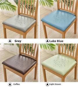 Waterproof PU leather chair seat covers in multiple colors showing water resistance