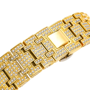 Luxury gold iced-out hip hop watch with diamond-encrusted links and chronograph dial