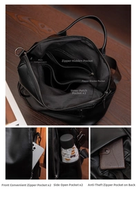 Detailed view of the large capacity backpack interior showing multi-pocket storage layout
