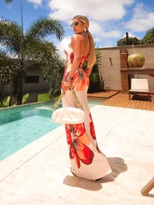 Robe Maxi Bustier Femme Imprimé Floral Sexy Dos Nu Coupe Ajustée Vacances Été Resort Bodycon