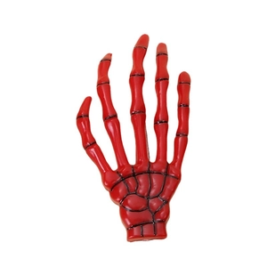 Harajuku red skeleton hand hair clip with black spider web pattern for Halloween party decor