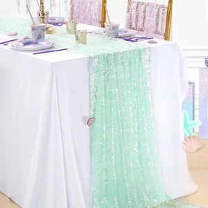 Sparkling mermaid mint sequin table runner for wedding party and festive decorations